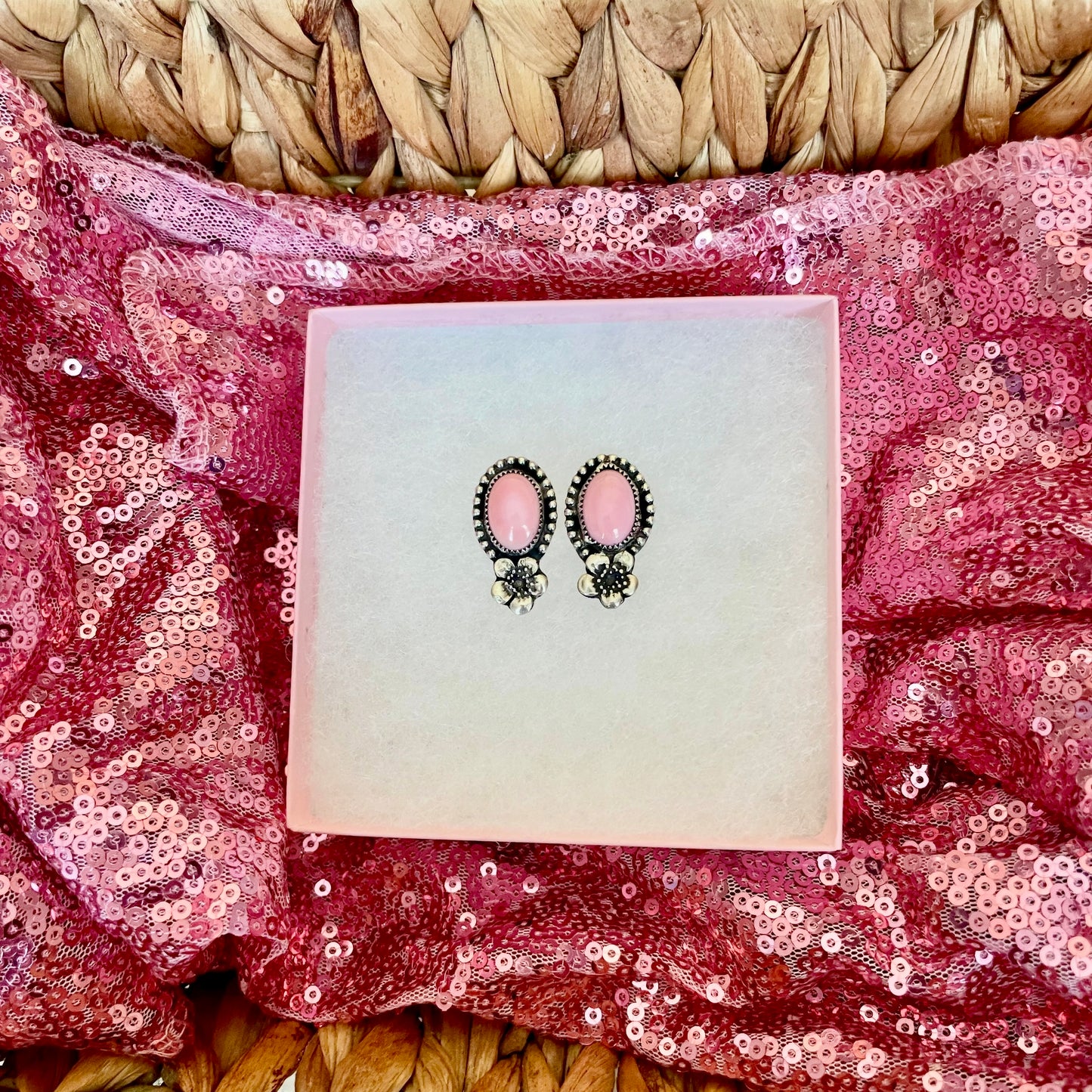 Pink Conch Flower Earrings