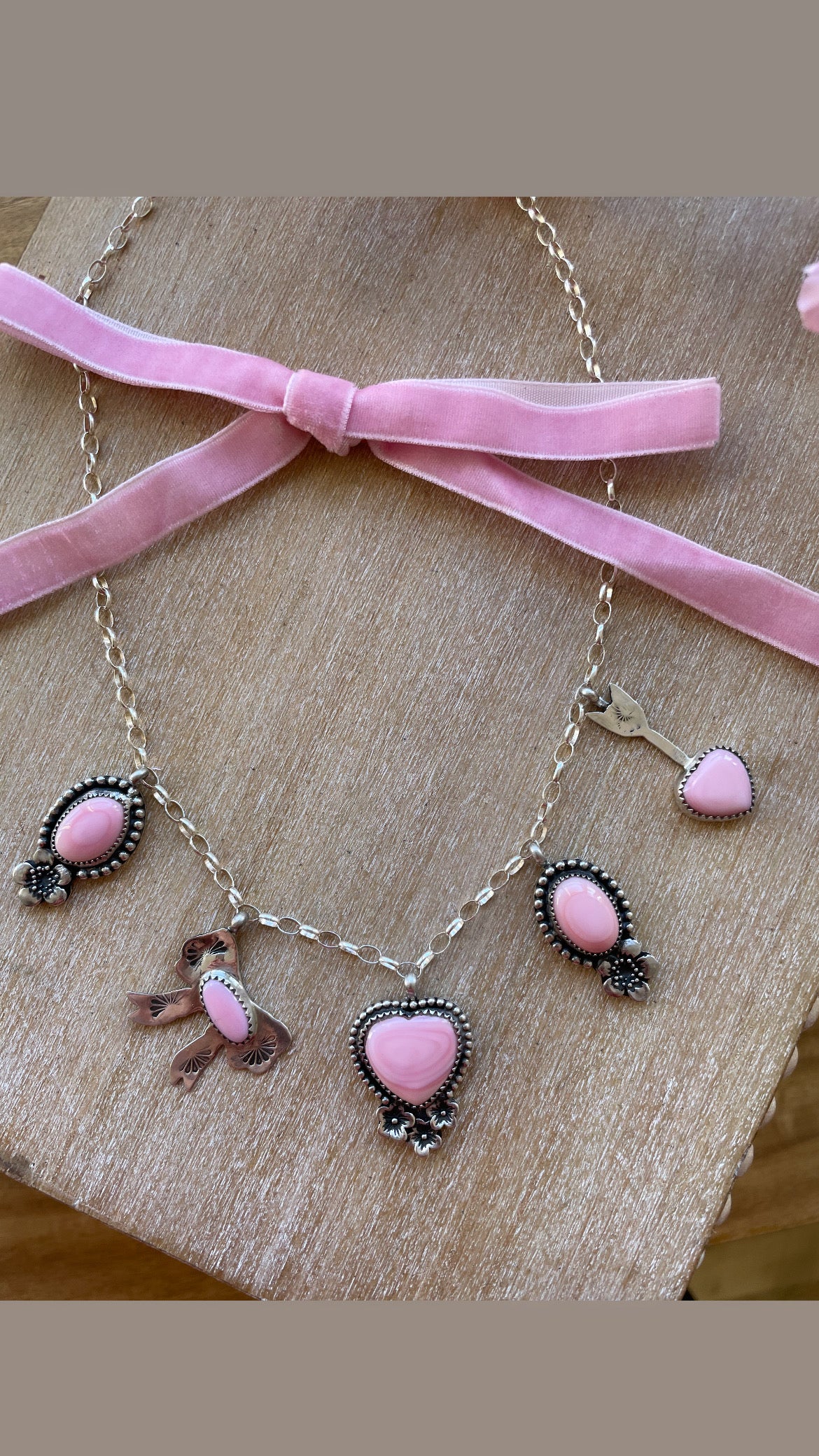 Pink Conch Charm Necklace