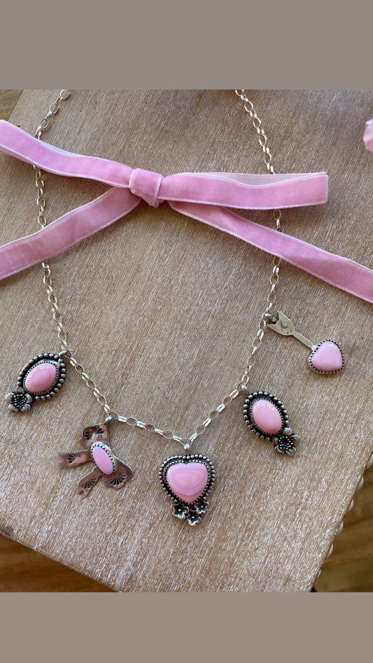 Pink Conch Charm Necklace