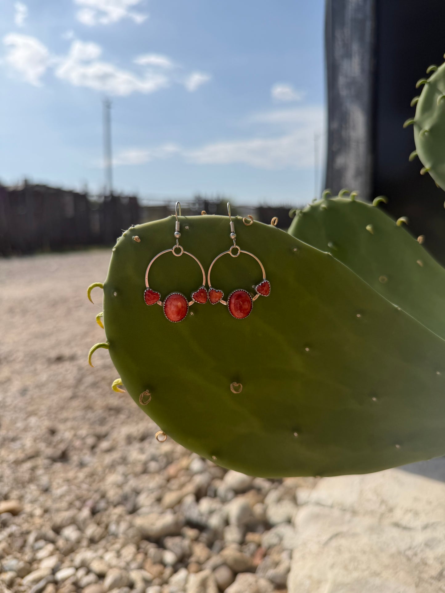 Red Spiny Dangled Earrings
