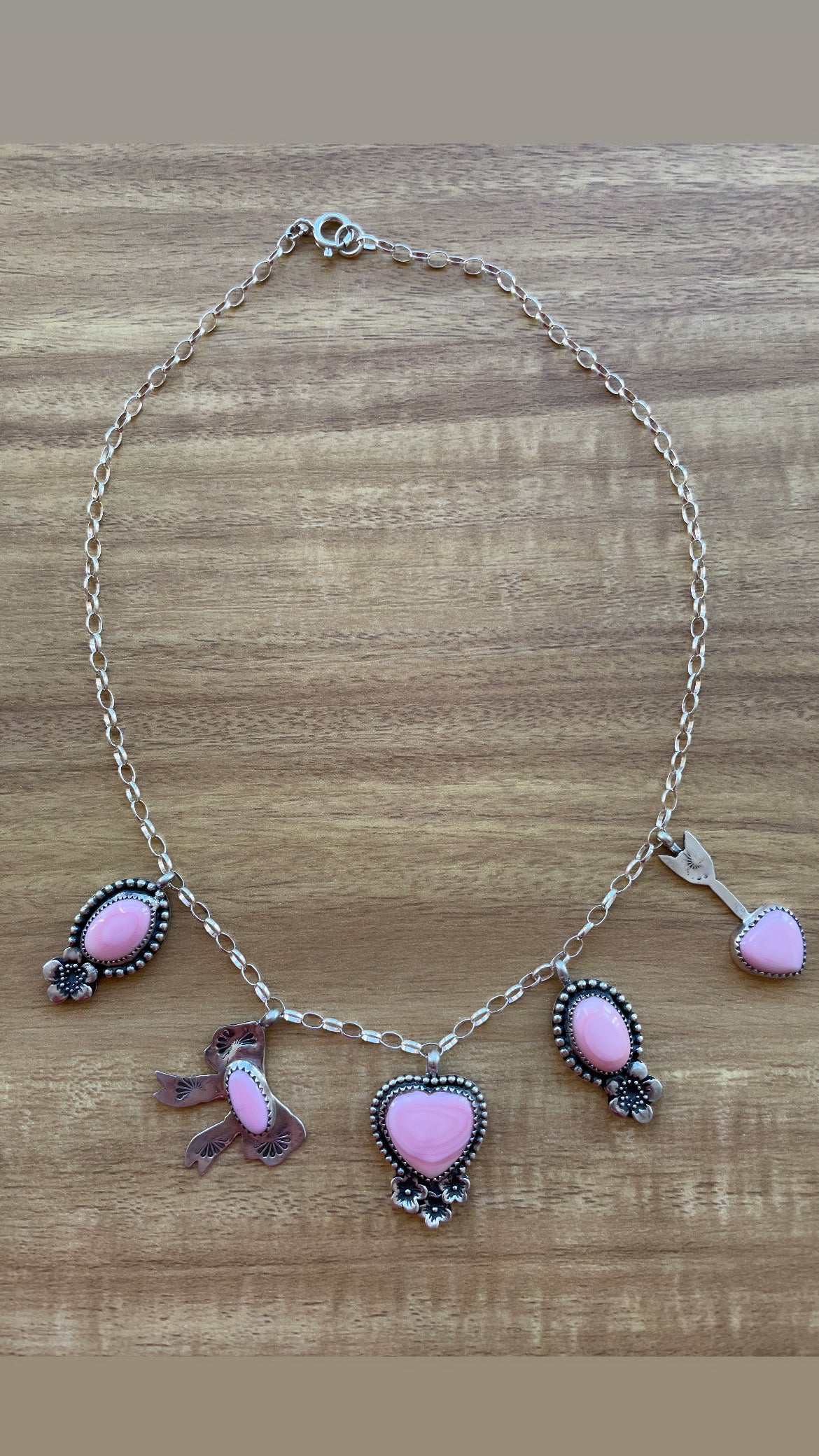 Pink Conch Charm Necklace
