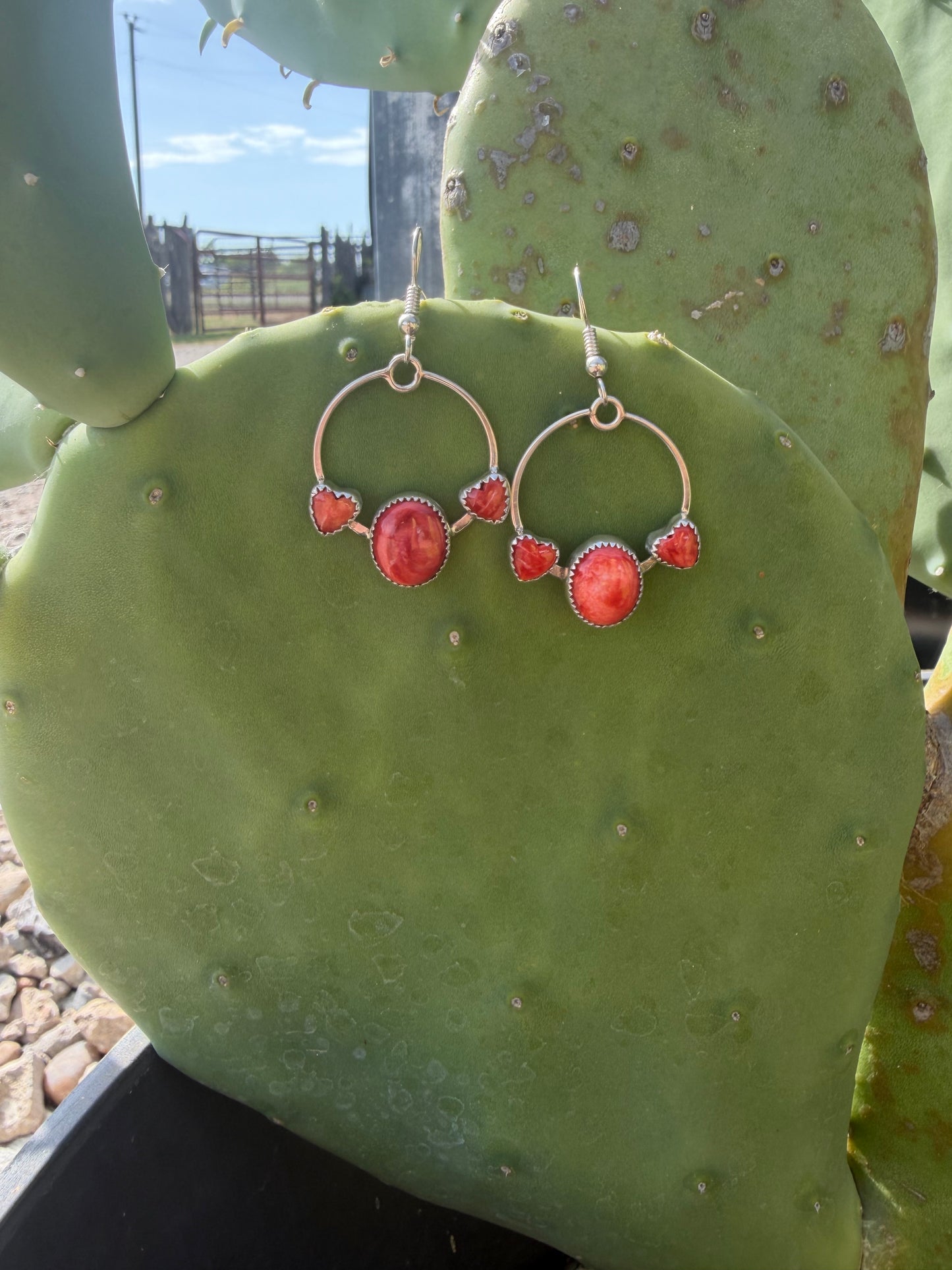 Red Spiny Dangled Earrings