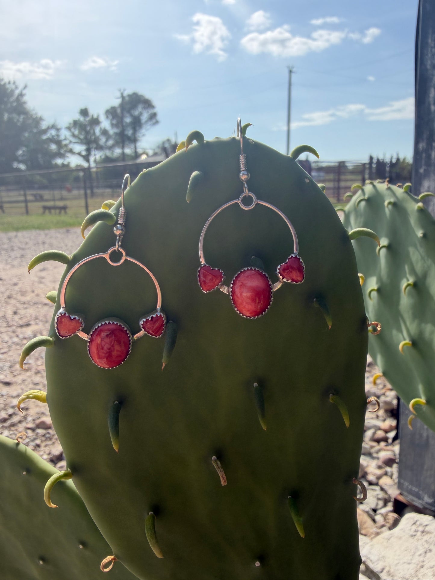 Red Spiny Dangled Earrings