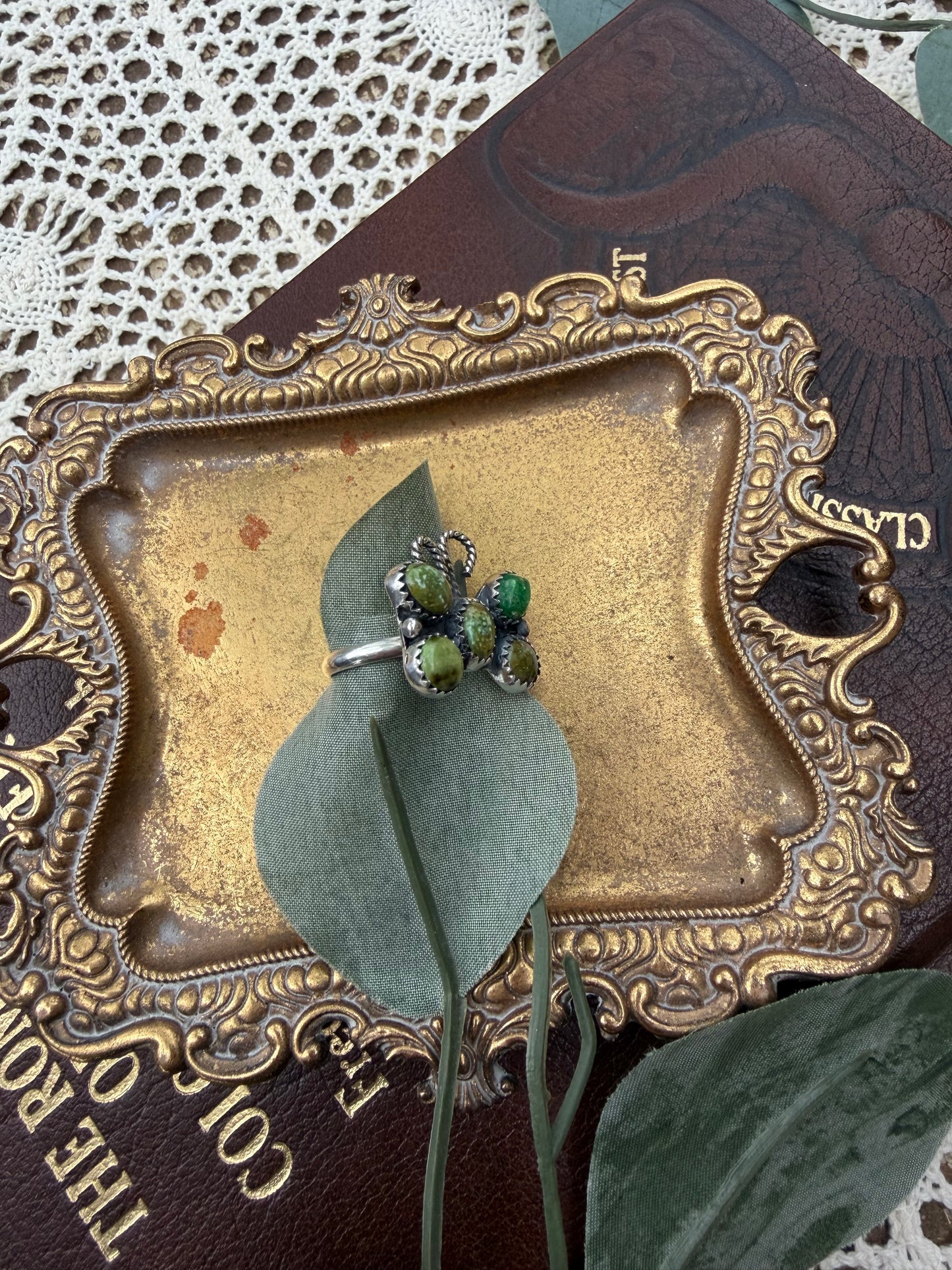 Holly Green Butterfly Ring